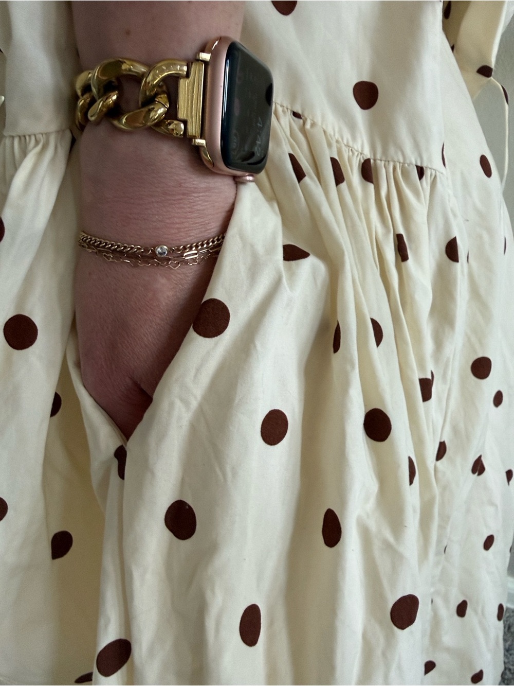 Camila Coelho Cream Maxi Dress with Brown Polka Dots - Picture 6 of 14